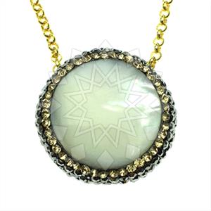 925 Sterling Silver Gem and Crystals Pendant Necklace