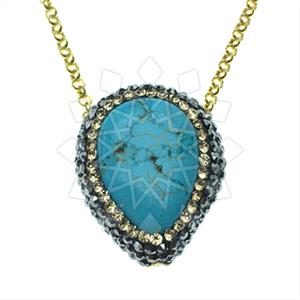 925 Sterling Silver Gem and Crystals Pendant Necklace