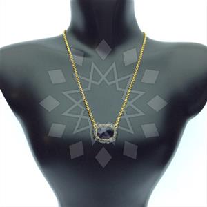 925 Sterling Silver Gem and Crystals Pendant Necklace