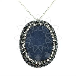 925 Sterling Silver Gem and Crystals Pendant Necklace