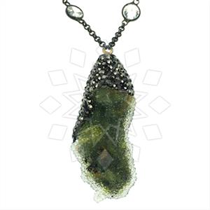925 Sterling Silver Gem and Crystals Pendant Necklace