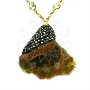 925 Sterling Silver Gem and Crystals Pendant Necklace