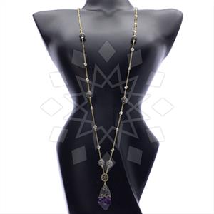 925 Sterling Silver Gem and Crystals Pendant Necklace