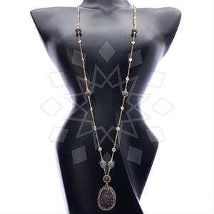 925 Sterling Silver Gem and Crystals Pendant Necklace