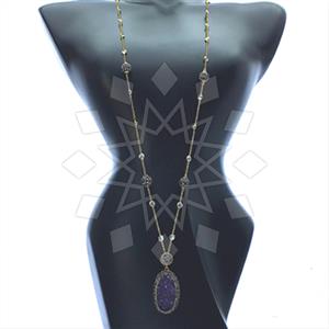 925 Sterling Silver Gem and Crystals Pendant Necklace