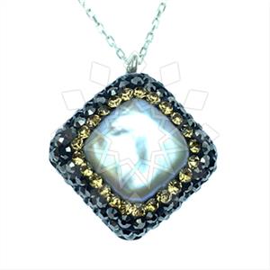 925 Sterling Silver Gem and Crystals Pendant Necklace