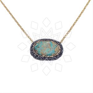 925 Sterling Silver Gem and Crystals Pendant Necklace