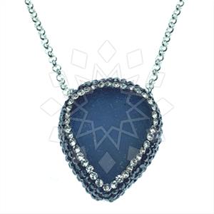 925 Sterling Silver Gem and Crystals Pendant Necklace