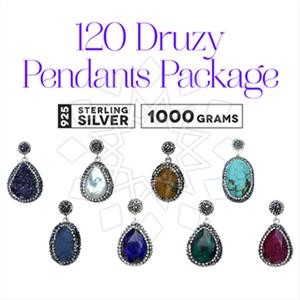 925 Sterling Silver Gem and Crystals Single Drop Gem Pendant