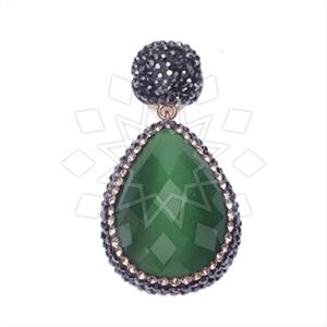 925 Sterling Silver Gem and Crystals Single Drop Gem Pendant
