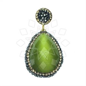 925 Sterling Silver Gem and Crystals Single Drop Gem Pendant