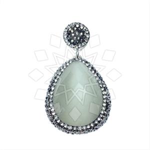 925 Sterling Silver Gem and Crystals Single Drop Gem Pendant