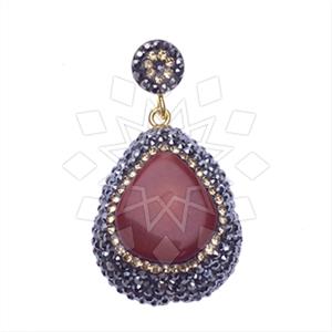 925 Sterling Silver Gem and Crystals Single Drop Gem Pendant