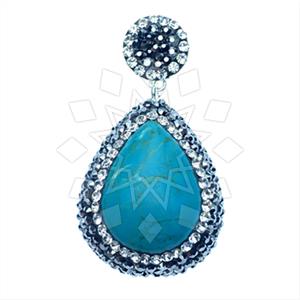 925 Sterling Silver Gem and Crystals Single Drop Gem Pendant