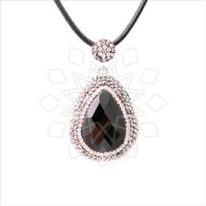 925 Sterling Silver Gem and Crystals Single Drop Gem Pendant