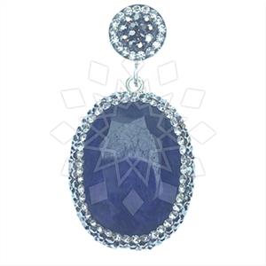 925 Sterling Silver Gem and Crystals Single Drop Gem Pendant