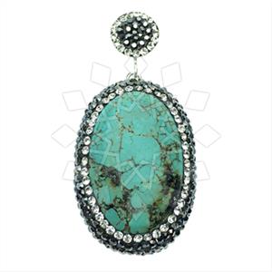 925 Sterling Silver Gem and Crystals Single Drop Gem Pendant