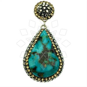 925 Sterling Silver Gem and Crystals Single Drop Gem Pendant