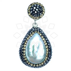 925 Sterling Silver Gem and Crystals Single Drop Gem Pendant