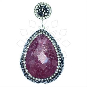 925 Sterling Silver Gem and Crystals Single Drop Gem Pendant