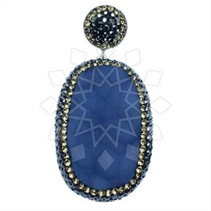 925 Sterling Silver Gem and Crystals Single Drop Gem Pendant