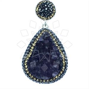 925 Sterling Silver Gem and Crystals Single Drop Gem Pendant