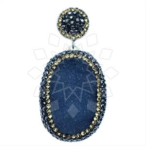 925 Sterling Silver Gem and Crystals Single Drop Gem Pendant