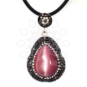 925 Sterling Silver Gem and Crystals Single Drop Gem Pendant