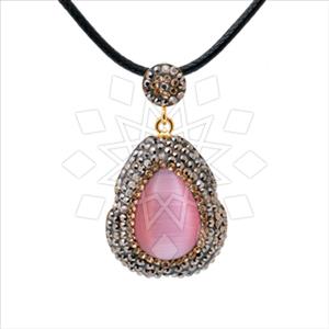 925 Sterling Silver Gem and Crystals Single Drop Gem Pendant