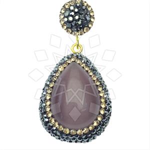 925 Sterling Silver Gem and Crystals Single Drop Gem Pendant