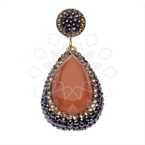 925 Sterling Silver Gem and Crystals Single Drop Gem Pendant