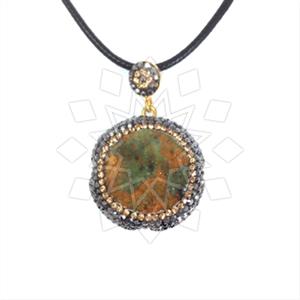 925 Sterling Silver Gem and Crystals Single Drop Gem Pendant