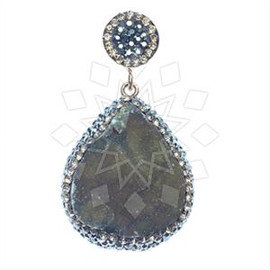 925 Sterling Silver Gem and Crystals Single Drop Gem Pendant