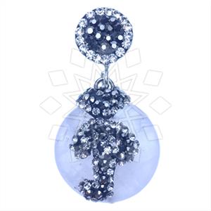 925 Sterling Silver Gem and Crystals Single Drop Gem Pendant