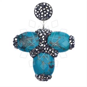 925 Sterling Silver Gem and Crystals Single Drop Gem Pendant