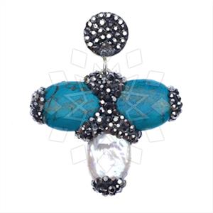 925 Sterling Silver Gem and Crystals Single Drop Gem Pendant