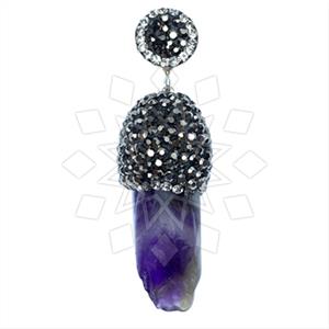 925 Sterling Silver Gem and Crystals Single Drop Gem Pendant