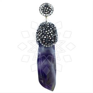 925 Sterling Silver Gem and Crystals Single Drop Gem Pendant