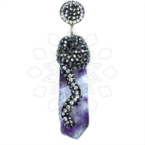 925 Sterling Silver Gem and Crystals Single Drop Gem Pendant