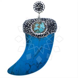 925 Sterling Silver Gem and Crystals Single Drop Gem Pendant