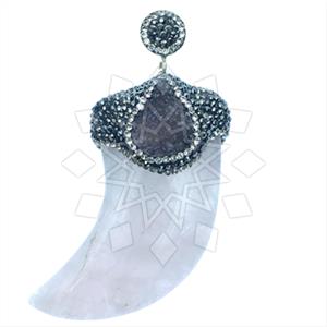 925 Sterling Silver Gem and Crystals Single Drop Gem Pendant