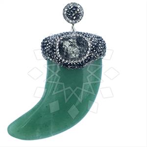 925 Sterling Silver Gem and Crystals Single Drop Gem Pendant