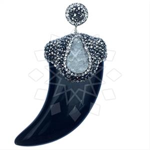 925 Sterling Silver Gem and Crystals Single Drop Gem Pendant