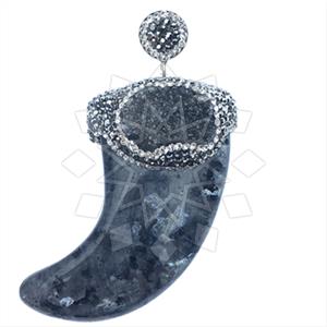 925 Sterling Silver Gem and Crystals Single Drop Gem Pendant