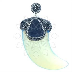 925 Sterling Silver Gem and Crystals Single Drop Gem Pendant