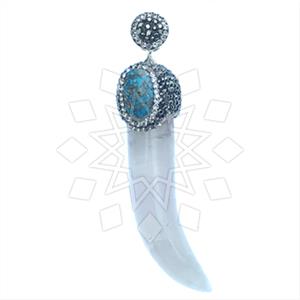 925 Sterling Silver Gem and Crystals Single Drop Gem Pendant