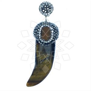 925 Sterling Silver Gem and Crystals Single Drop Gem Pendant