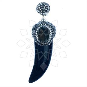 925 Sterling Silver Gem and Crystals Single Drop Gem Pendant