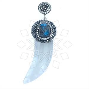 925 Sterling Silver Gem and Crystals Single Drop Gem Pendant