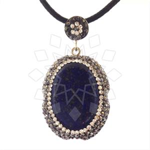 925 Sterling Silver Gem and Crystals Single Drop Gem Pendant